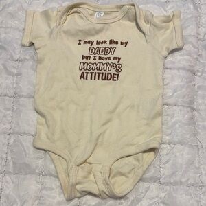 Rabbit Skins Cream and Brown Bodysuit with Humorous Text